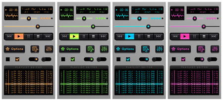 Audio player application, app with glossy style for smartphones, PC or tablets.のイラスト素材