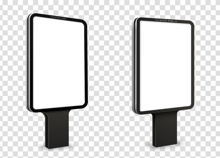 Empty object for advertising. Street advertising stand for design. Mockup illustration. Billboard sign, signboard, modern banner. Other variations you can find in my portfolio.のイラスト素材