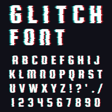 Font in glitch style vector illustrationのイラスト素材