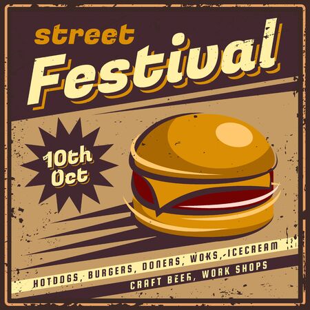 Fast food retro emblem.のイラスト素材