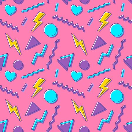 90s vector seamless pattern.のイラスト素材