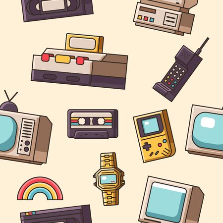 90s vector seamless pattern.のイラスト素材