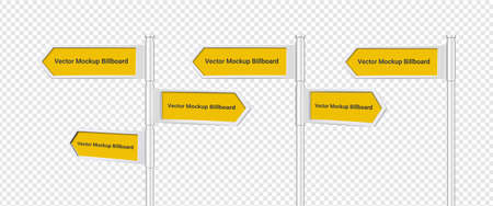 Empty 3d object for advertising on a white and transparent background. Street advertising stand for design. Mockup vector Illustration. Billboard sign, signboard, modern banner.のイラスト素材