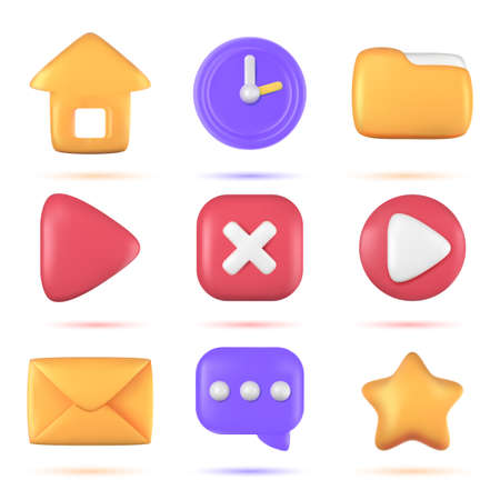 3d vector icon set.のイラスト素材