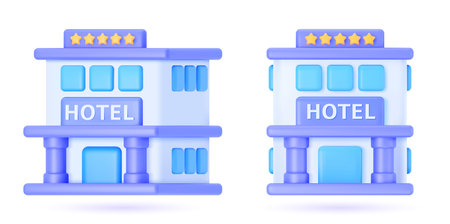 Vector 3d hotel.のイラスト素材