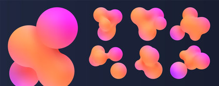 3d pink liquid blobs.のイラスト素材