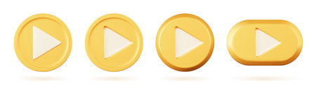 3d gold play button.