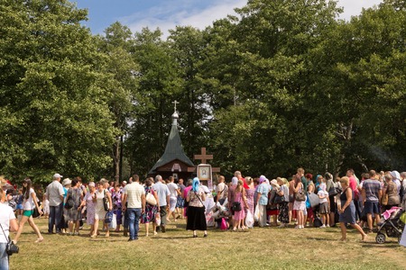 SLAVGOROD, BELARUS - AUGUST 16: The Blue Krynica. mass pilgrimage for healing to Honey Spas August 16, 2013 in Slavgorod, Belarus .のeditorial素材