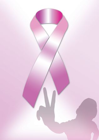 pink ribbon abstract breast cancer symbol with women poster の写真素材