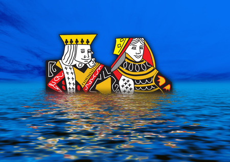 playing cards are reflecting in the waterのeditorial素材