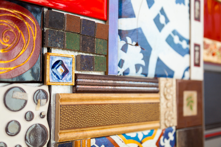 Various tile collage backgroundの写真素材