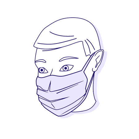 Vector illustration of medical protective shielding bandage. Medical mask. Vector outlined illustration.のイラスト素材
