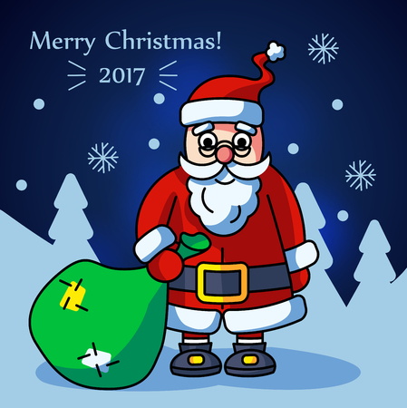 Christmass Santa Claus with giftのイラスト素材