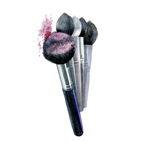 Makeup Brush watercolor isolated on white background.の写真素材