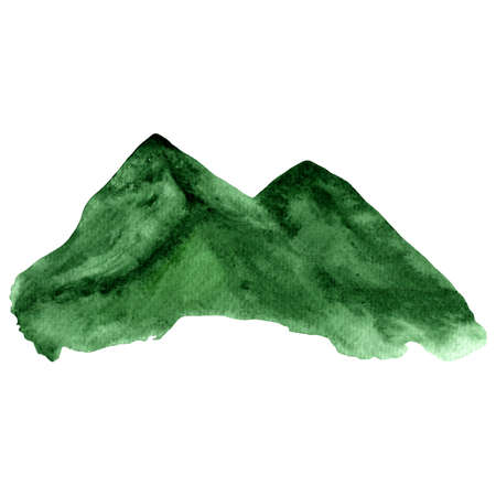 Watercolor three mountains landscape isolated on white background.の写真素材