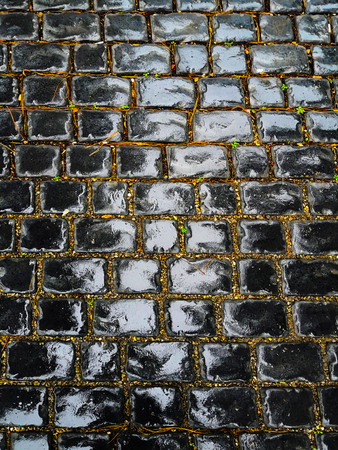 Black bridge pavement after the rain, Baku, Azerbaijanの写真素材