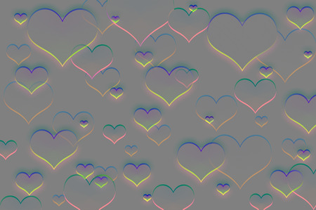 Multicolored heart shapes on the grey background, abstractの写真素材