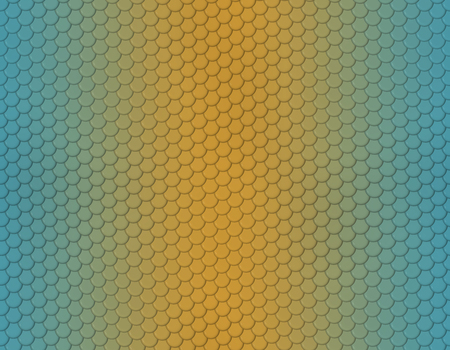 Blue and yellow gradient snake skin seamless pattern, round scaleの写真素材