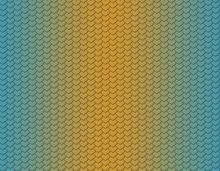 Blue and yellow gradient snake skin seamless pattern, heart shape scaleの写真素材