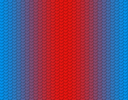 Blue and red gradient snake skin seamless pattern, heart shape scaleの写真素材