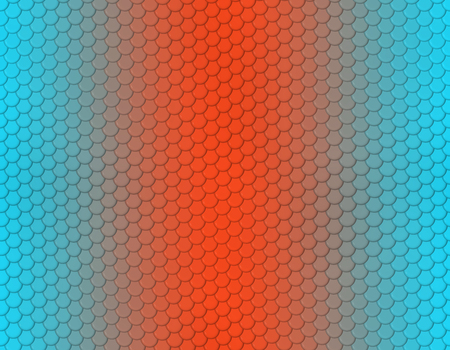Blue and orange gradient snake skin seamless pattern, round scaleの写真素材