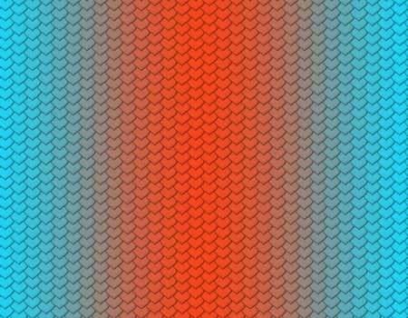 Blue and orange gradient snake skin seamless pattern, heart shape scaleの写真素材