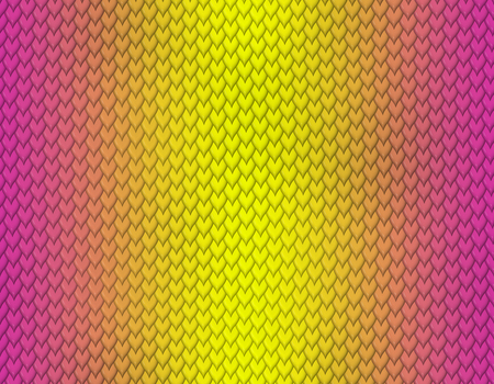 Magenta and yellow gradient snake skin seamless pattern, short sharp scaleの写真素材