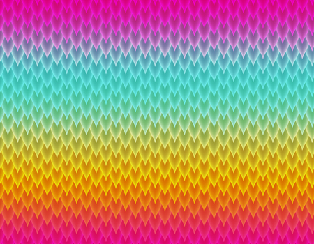 Magenta, blue and yellow gradient snake skin seamless pattern, long sharp scaleの写真素材
