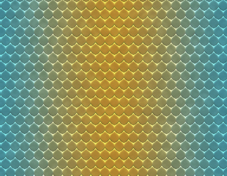 Blue and yellow gradient snake skin seamless pattern, flat scaleの写真素材