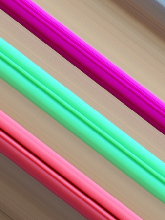 Pink, green and magenta variegated diagonal lines on the brown backgroundの写真素材