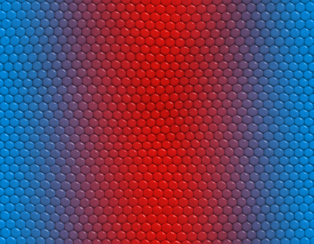 Blue and red gradient snake skin seamless pattern, hexagonal scaleの写真素材