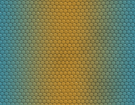 Blue and yellow gradient snake skin seamless pattern, hexagonal scaleの写真素材