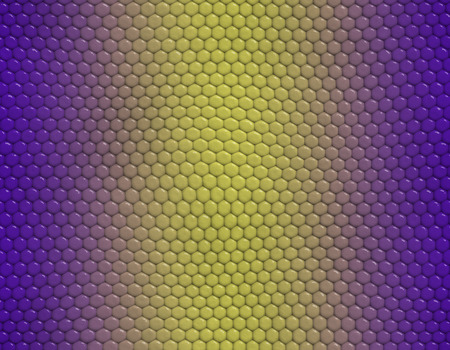 Violet and yellow gradient snake skin seamless pattern, hexagonal scaleの写真素材