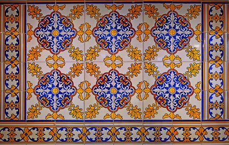 Multicolored patterned tile in spanish style, Malaga, Spainの写真素材