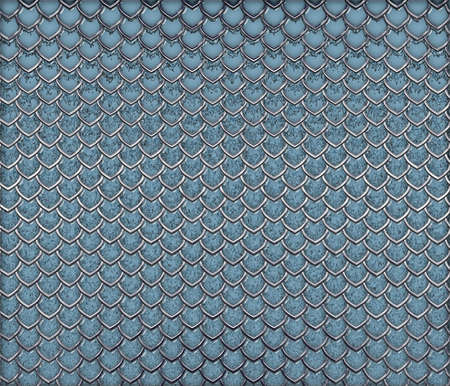 Blue shiny and pearly snake skin with silver edges, long sharp scale. Melted water effect.Seamless pattern Fashionable print. Fashion and stylish background.の写真素材