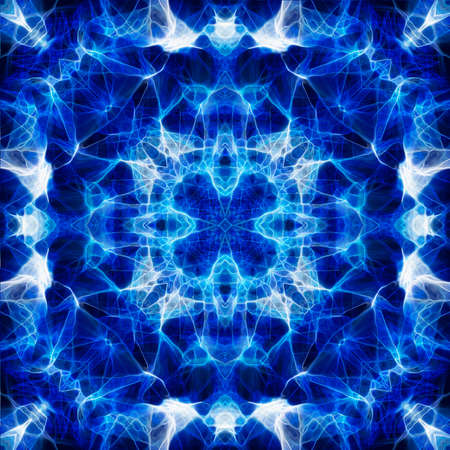 Geometric design, mosaic kaleidoscope. Blue and white colous. Beautiful multicolor kaleidoscope...