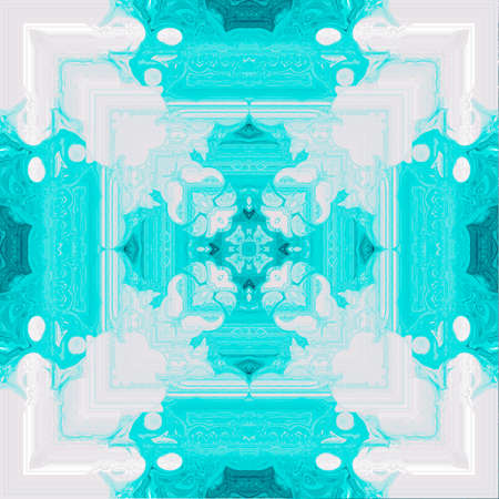 Beautiful multicolor kaleidoscope texture in blue and white colors. Geometric abstract background