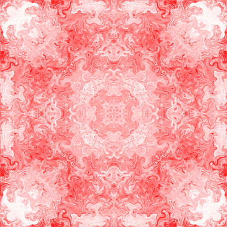 Beautiful multicolor kaleidoscope texture in red and white colors. Geometric design, mosaic kaleidoscopeの写真素材