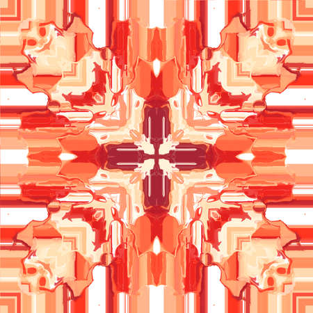 Abstract kaleidoscope background. Red, white and orange colors. Beautiful multicolor kaleidoscope texture.の写真素材