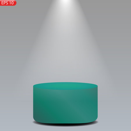 The white stage podium with shining spotlight in the black backgroundのイラスト素材