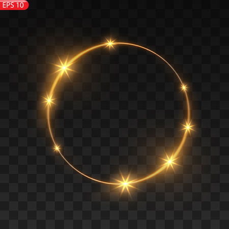 Vector circular light beam isolated on transparent background.のイラスト素材