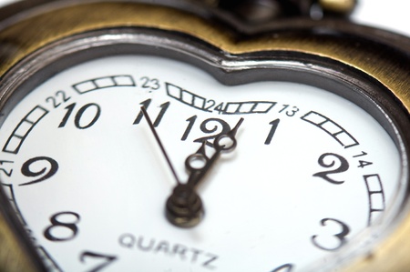 Dial of manual old-time watch. Heart shape.