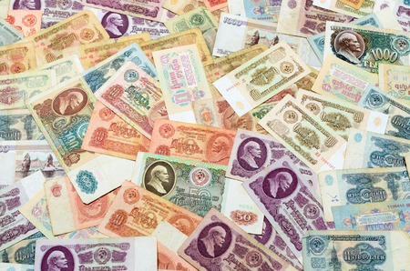 old Russian ruble banknotes  の写真素材