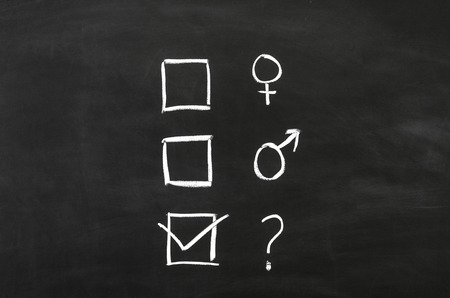 Checkbox'es with gender selection draw on blackboard.の写真素材