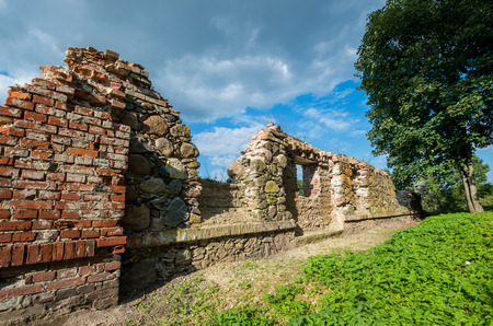 Ruins of old warehouse in Lithuania vilageの写真素材