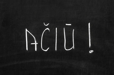 Lithuanian language written on the blackboard: Thanks