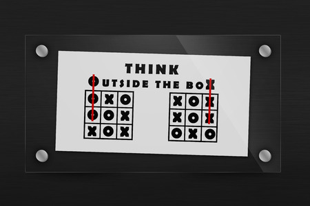 Tic tac toe and words think outside the boxの写真素材