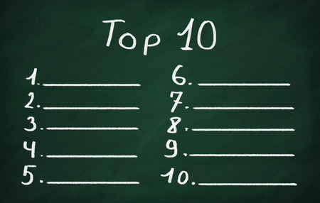 On the blackboard with chalk make top ten listの写真素材