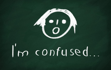 On the blackboard draw character and write Iの写真素材