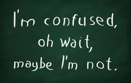 On the blackboard write Iの写真素材